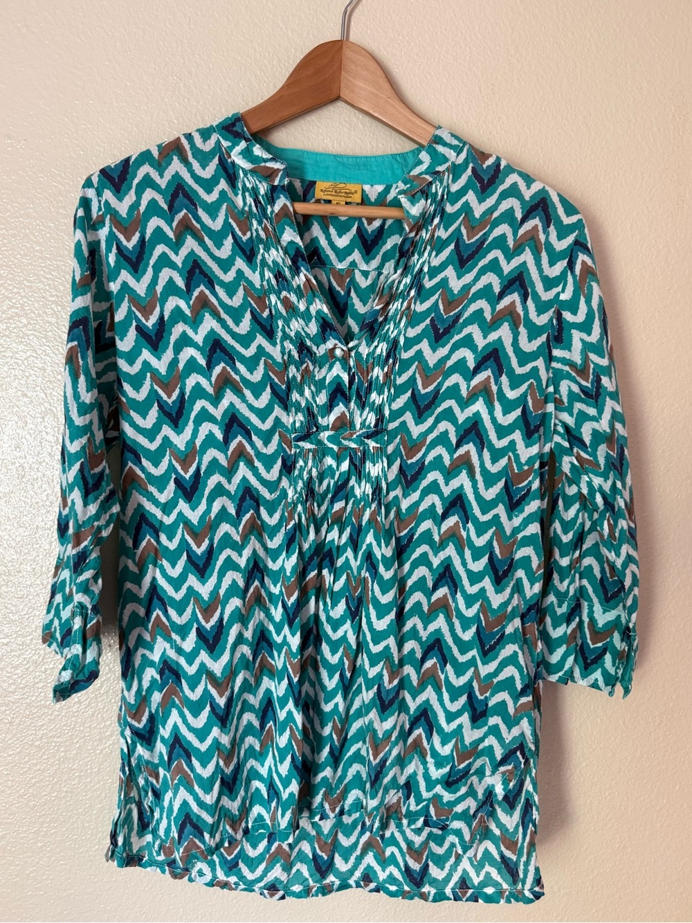 Roberta Roller Rabbit Teal Chevron Tunic